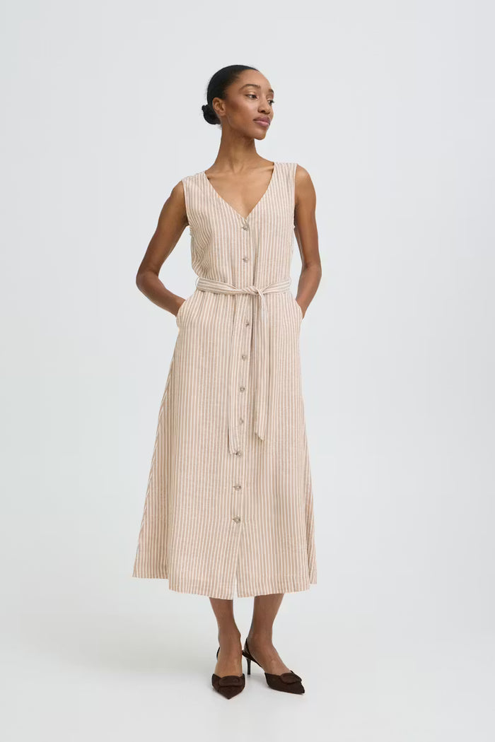 Byfalakka Button Down Dress - Greige Goods