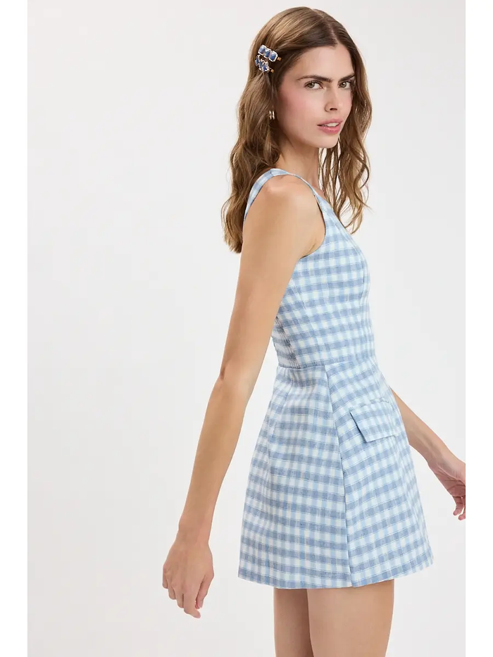 Checker Pocket Mini Dress - Greige Goods