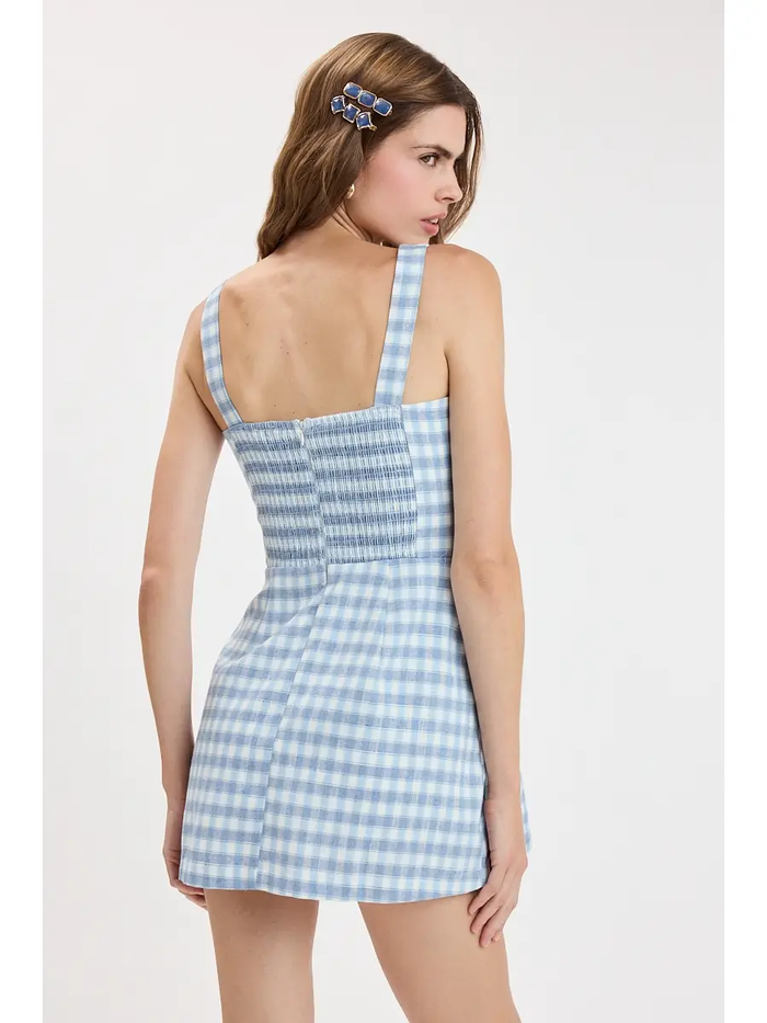 Checker Pocket Mini Dress - Greige Goods
