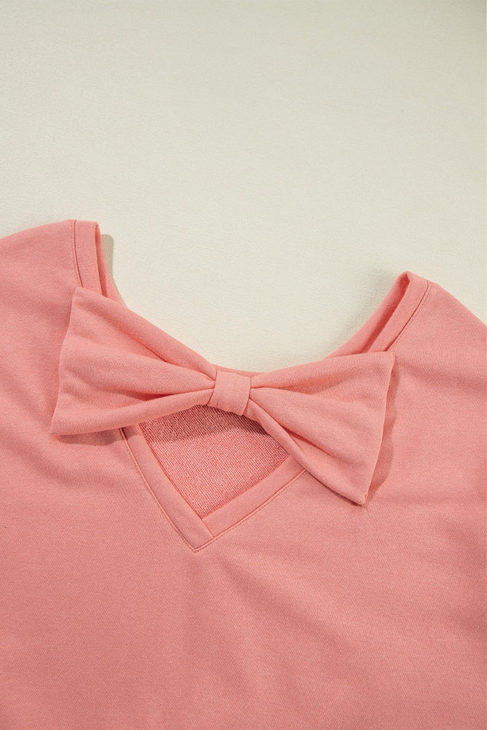 Chic Bow Round Neck Sweatshirt - Soft, Casual, and Versatile