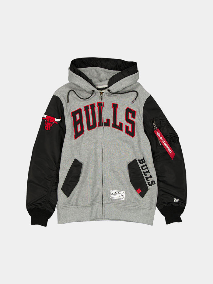 CHICAGO BULLS X ALPHA X NEW ERA MA-1 ZIP UP HOODIE OUTERWEAR Alpha Industries BLACK S