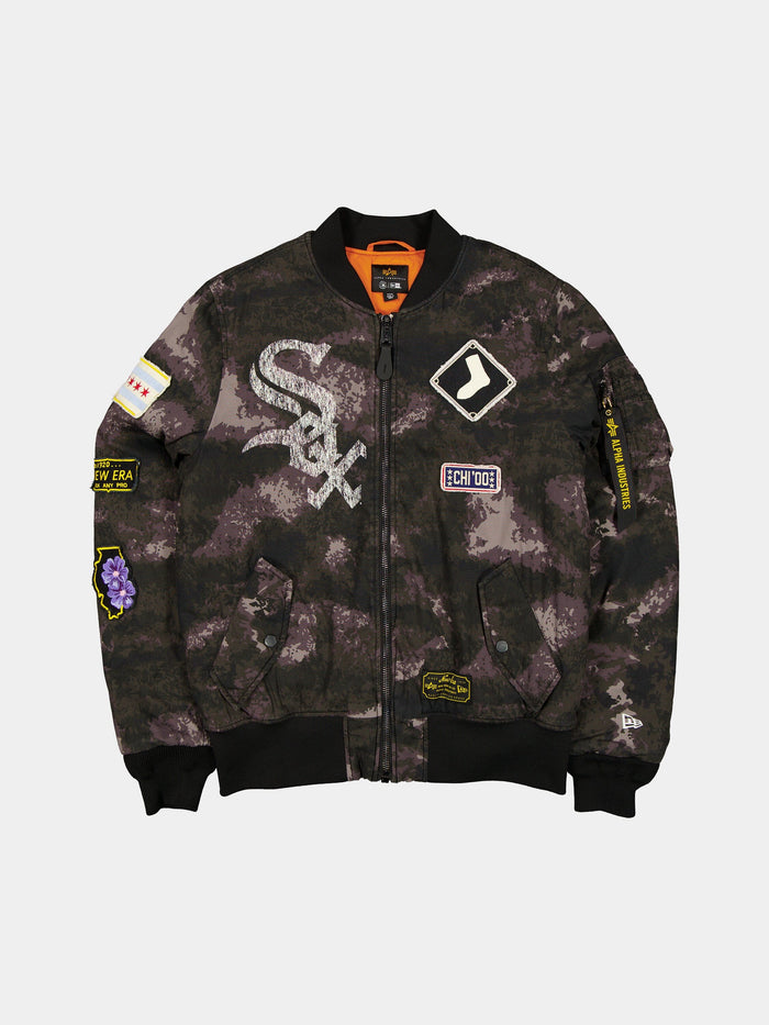 CHICAGO WHITE SOX X ALPHA X NEW ERA MA-1 BOMBER JACKET (BLACK CAMO) OUTERWEAR Alpha Industries BLACK S