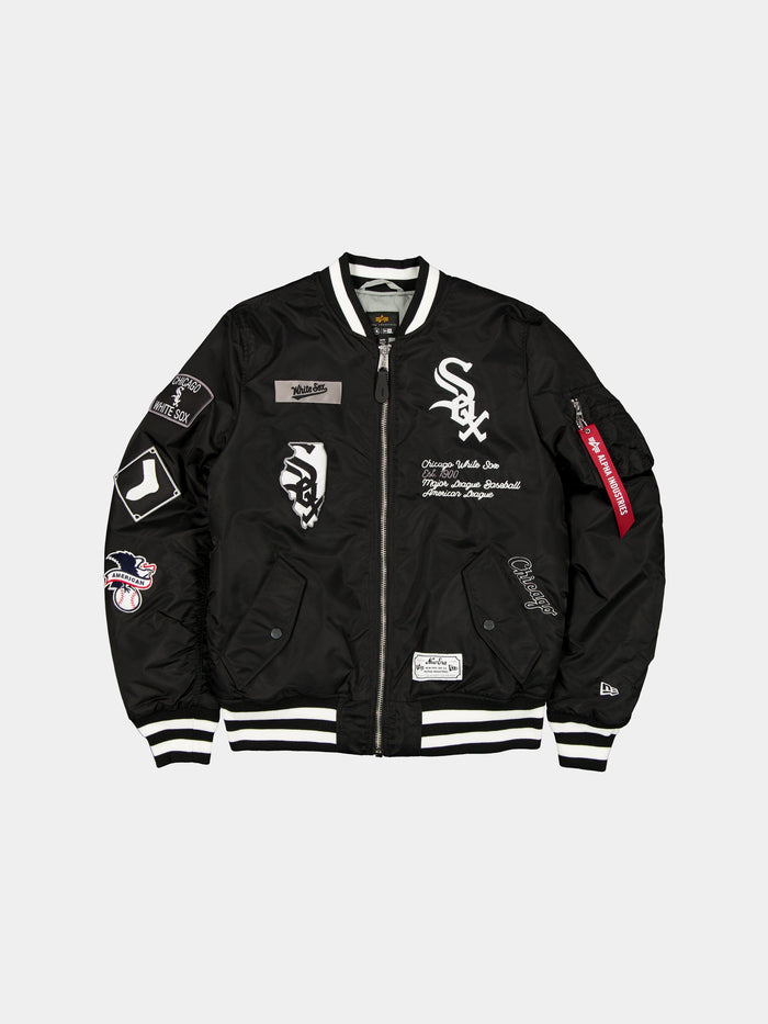 CHICAGO WHITE SOX X ALPHA X NEW ERA MA-1 BOMBER JACKET OUTERWEAR Alpha Industries BLACK/WHITE S