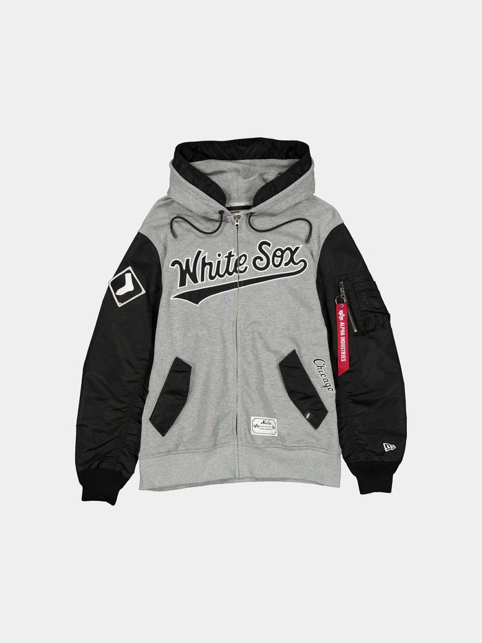 CHICAGO WHITE SOX X ALPHA X NEW ERA MA-1 ZIP UP HOODIE OUTERWEAR Alpha Industries BLACK S
