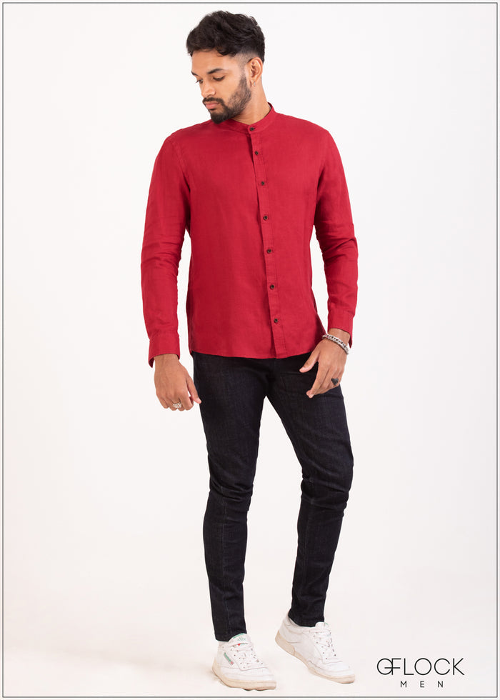 Chinese Collar Long Sleeve Shirt - M111222