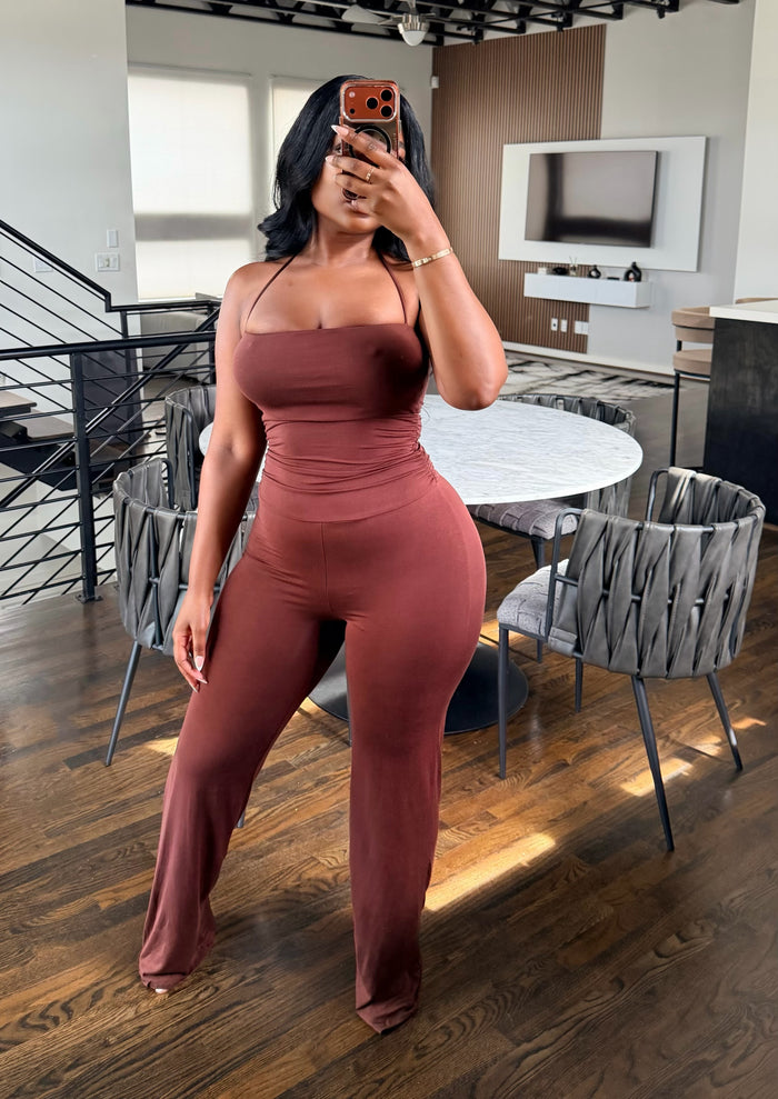 Chocolate Halter Jumpsuit