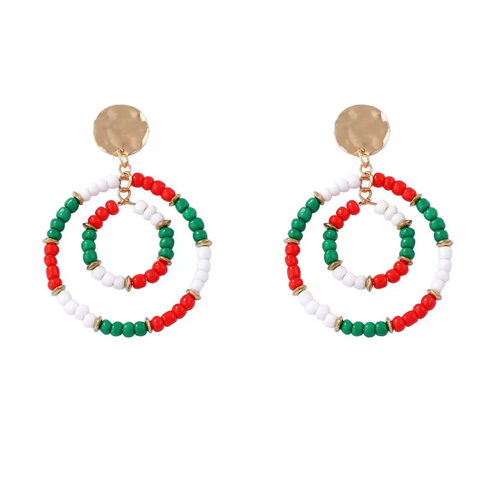 Christmas Beaded Hoop Earrings