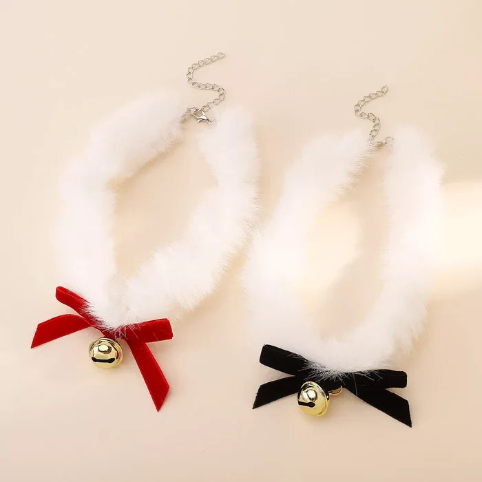 Christmas Choker Necklace with Red Bow