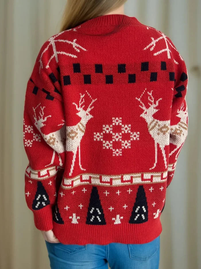 Christmas Element Round Neck Long Sleeve Sweater