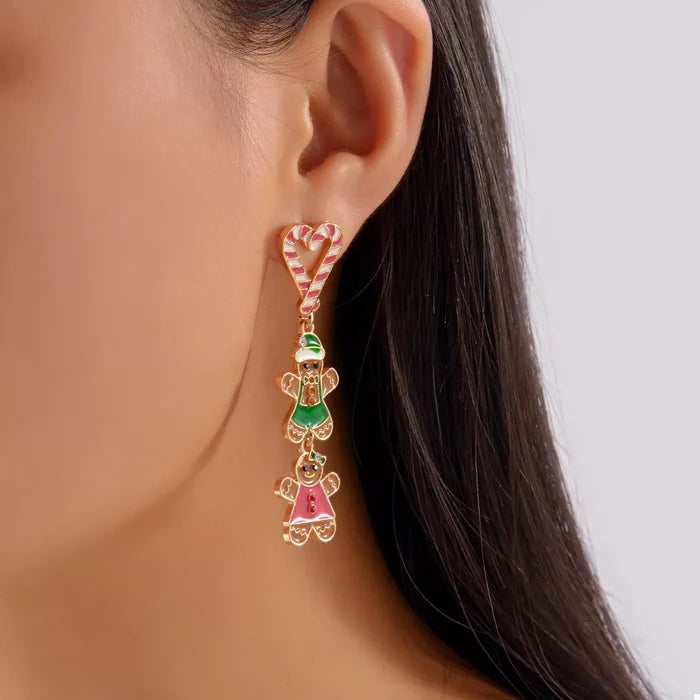 Christmas Gingerbread Drop Earrings