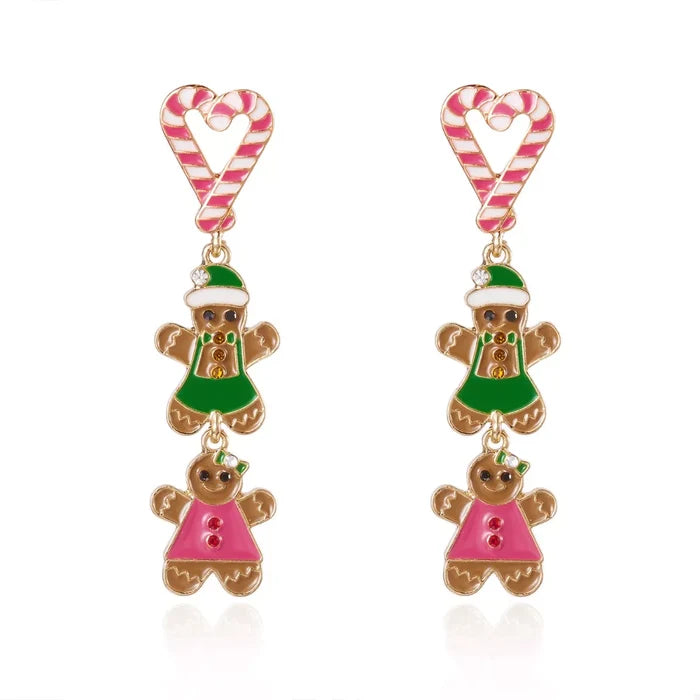 Christmas Gingerbread Drop Earrings