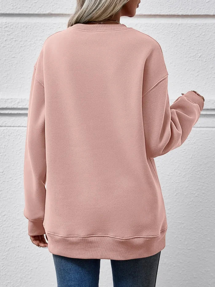 Christmas Letter Graphic Round Neck Sweatshirt