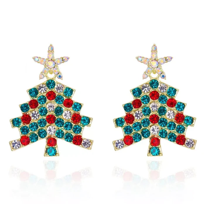Christmas Tree Rhinestone Earrings