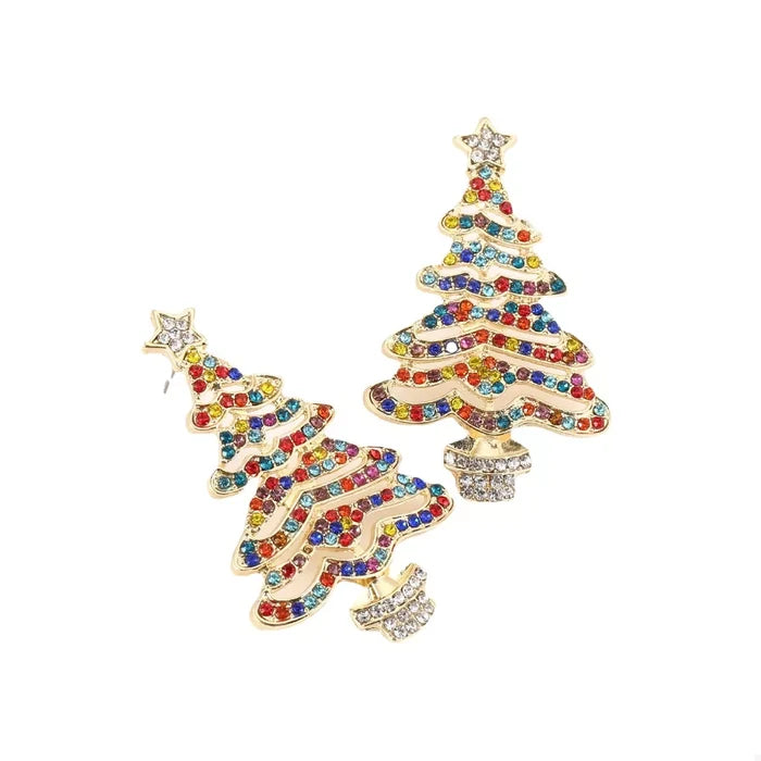 Christmas Tree Rhinestone Earrings