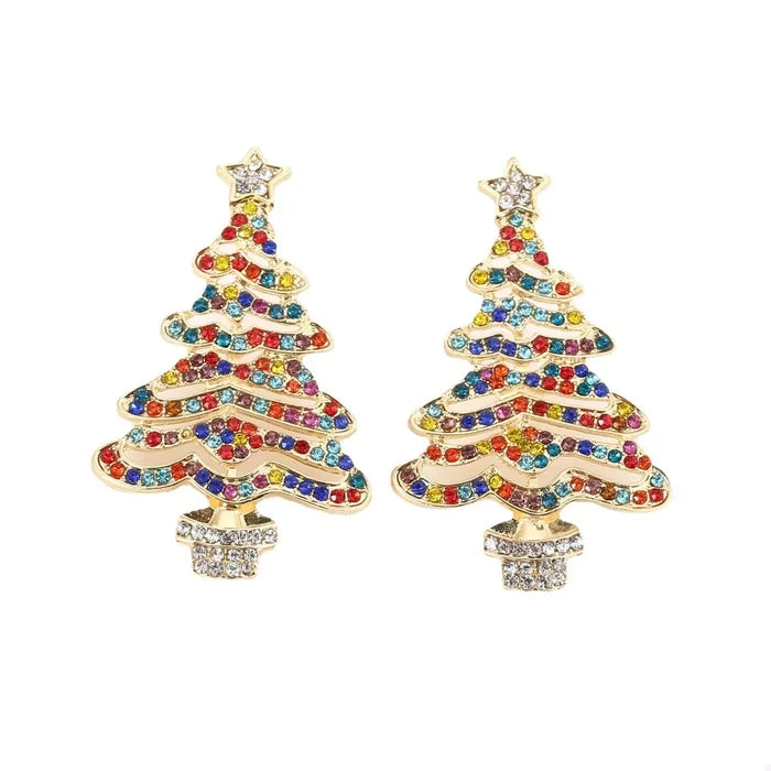 Christmas Tree Rhinestone Earrings