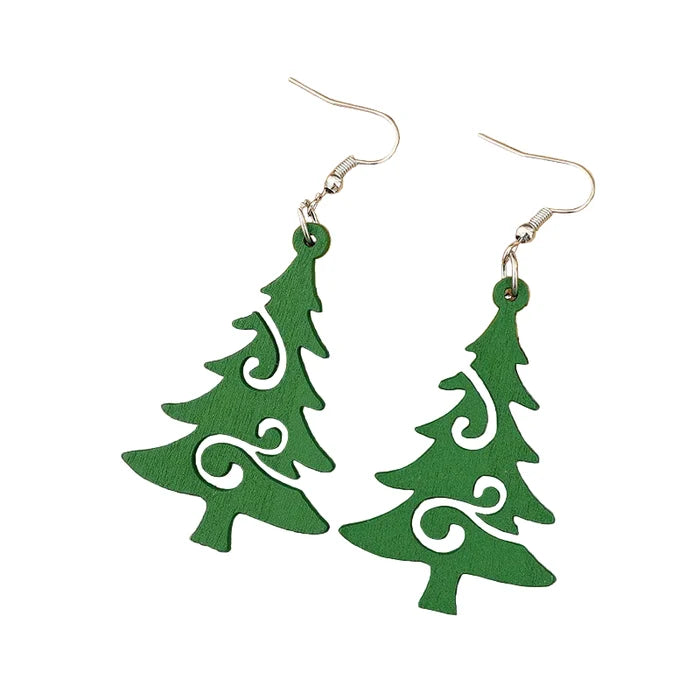 Christmas Tree Wooden Earrings