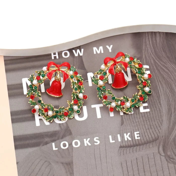 Christmas Wreath Bell Earrings