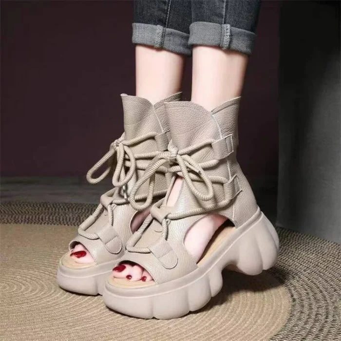 Chunky Platform Lace-Up Sandals