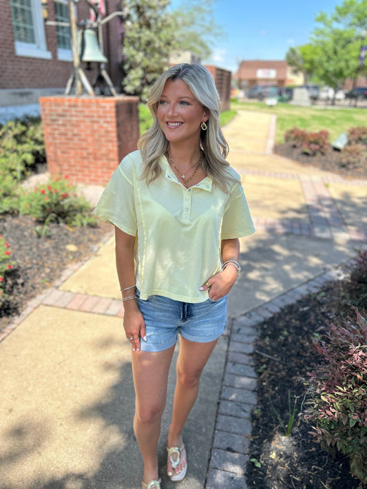 CLAIRE YELLOW HENLEY TOP