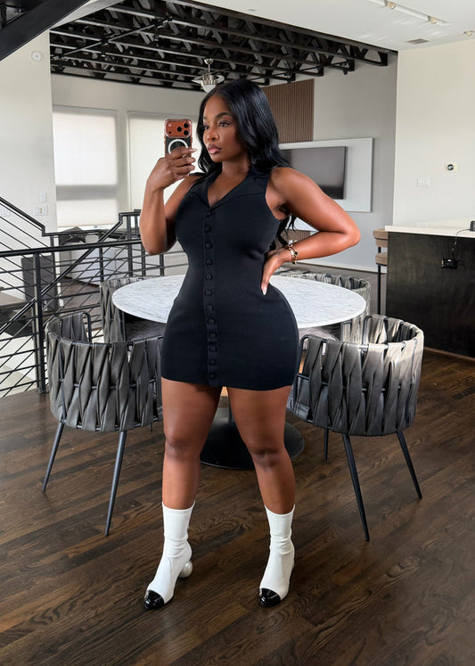 Collar Button mini dress