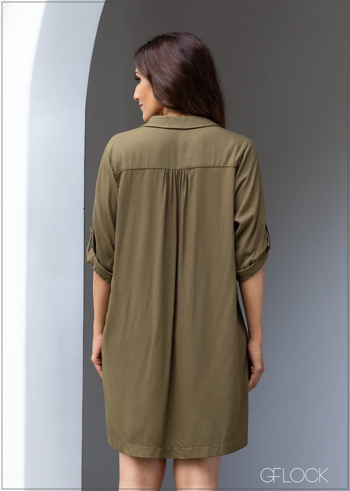 Collared Shift Dress - 231023