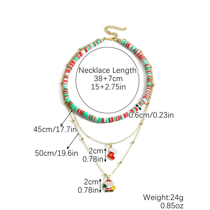 Colorful Christmas Charm Layered Necklace