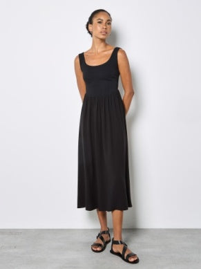 Corset Woven Skirt Midi Dress - Greige Goods
