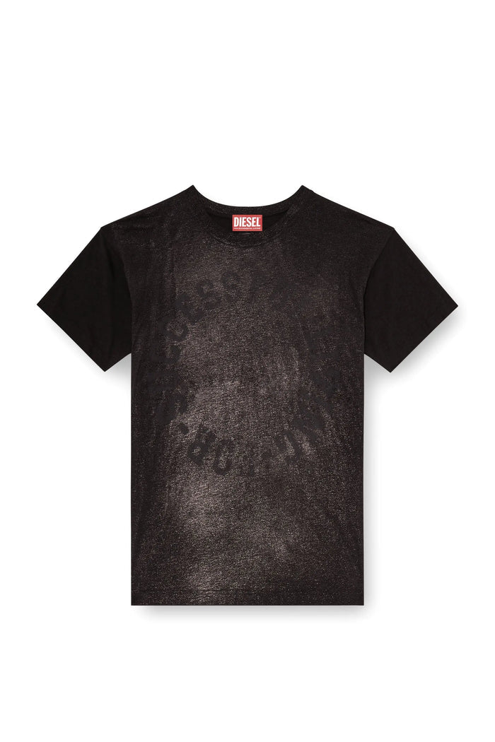 Cotton crew-neck T-shirt with foil print