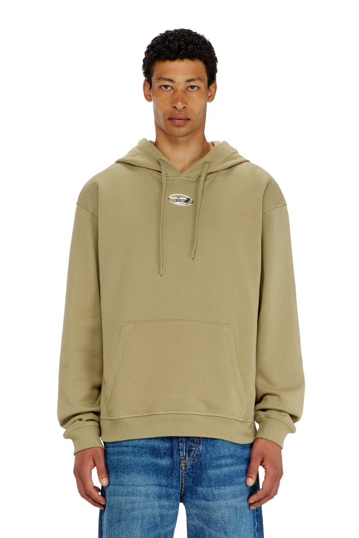Cotton hoodie with metallic Oval D