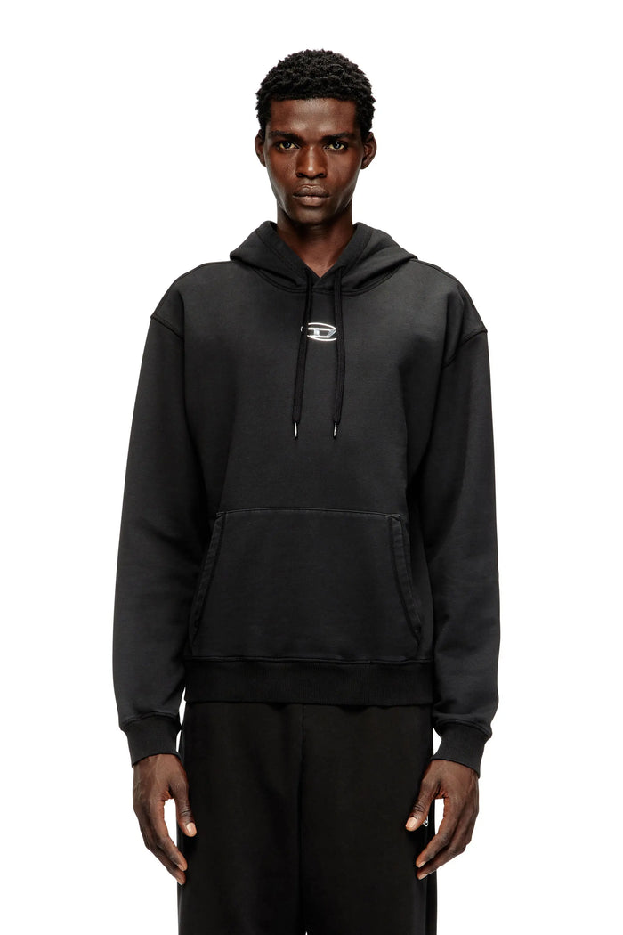 Cotton hoodie with metallic Oval D