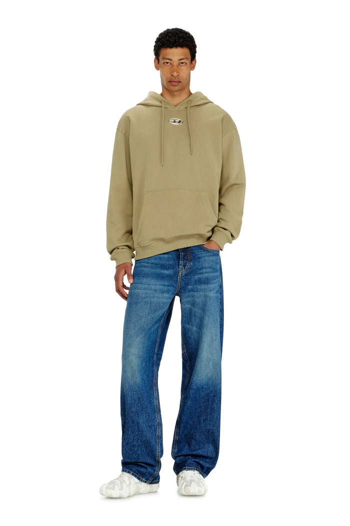 Cotton hoodie with metallic Oval D
