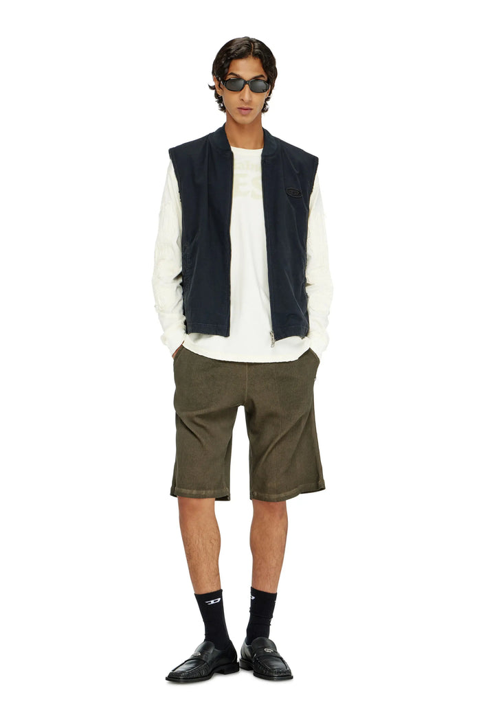 Cotton shorts with jacquard rib insert