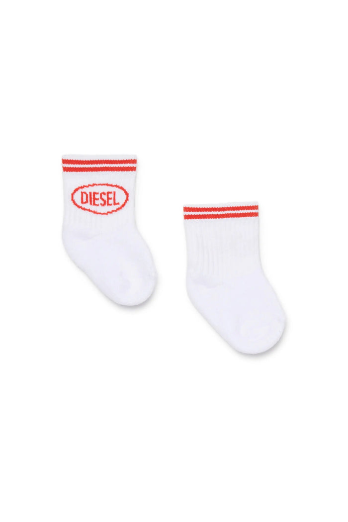 Cotton socks with striped cuffs
