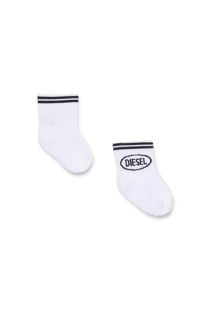 Cotton socks with striped cuffs