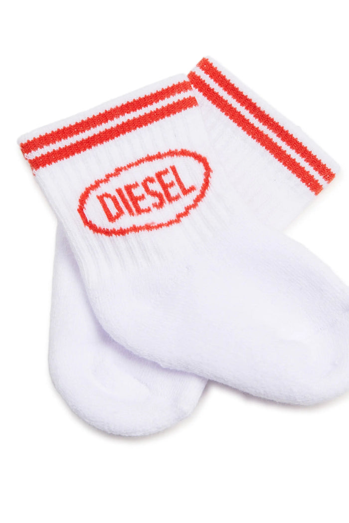 Cotton socks with striped cuffs