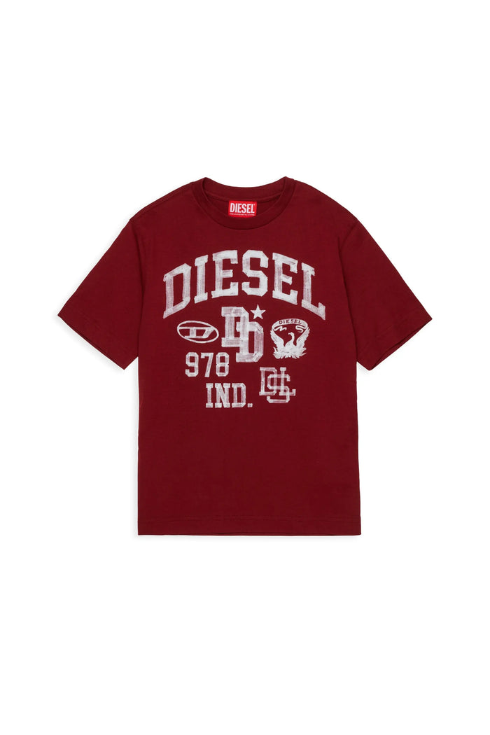 Cotton T-shirt with varsity graphics