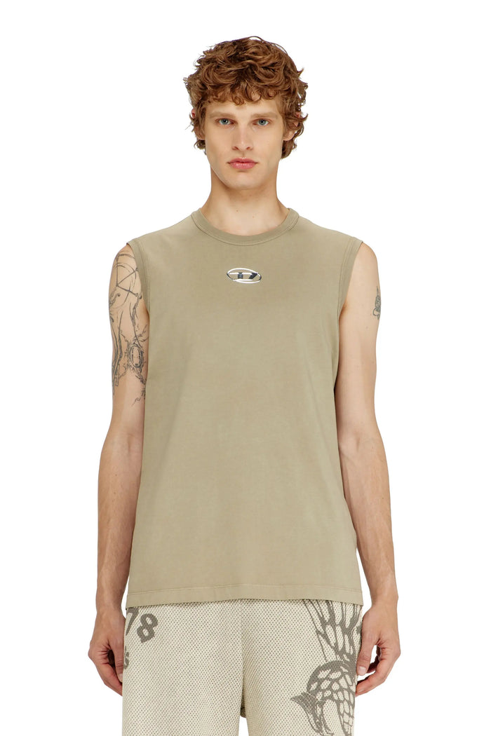 Cotton tank top with metallic Oval D