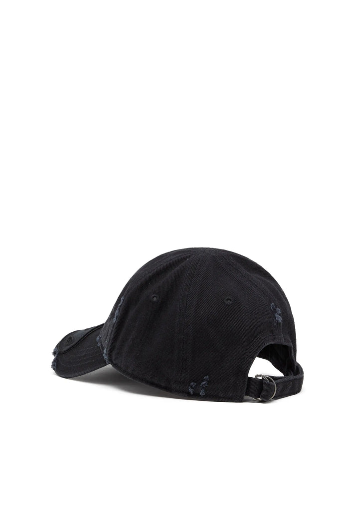 Cotton twill cap with distressed details