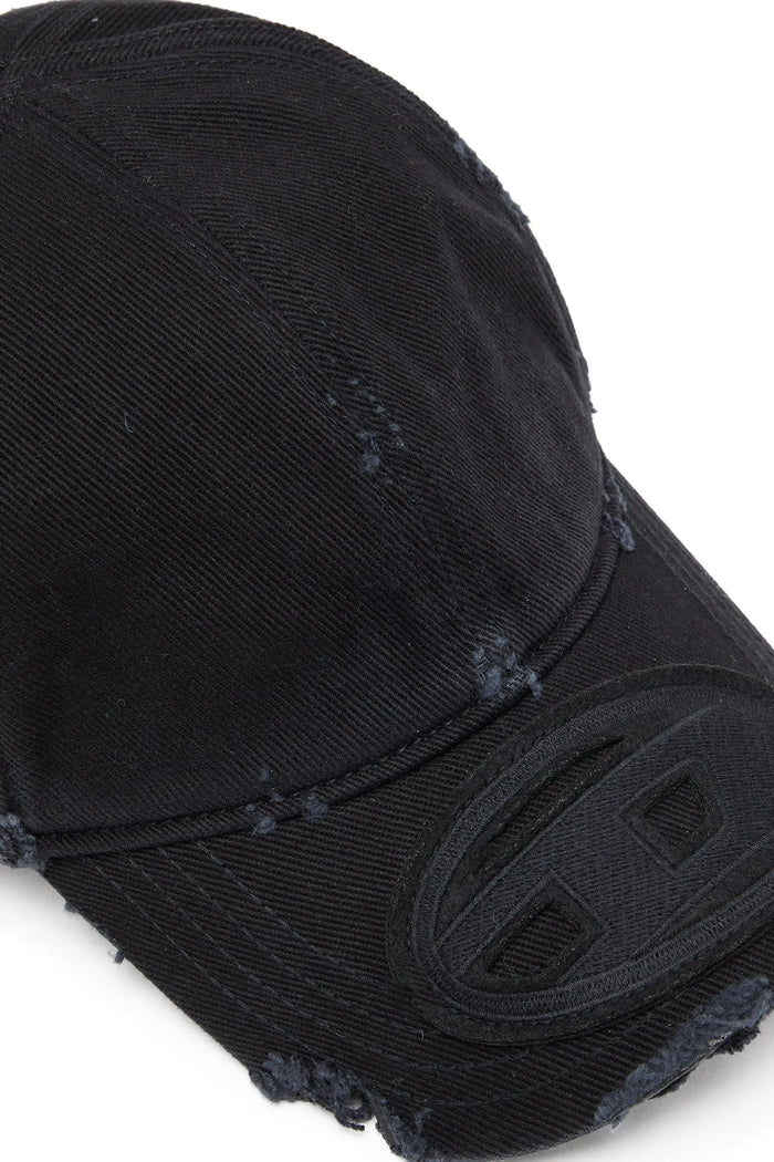 Cotton twill cap with distressed details