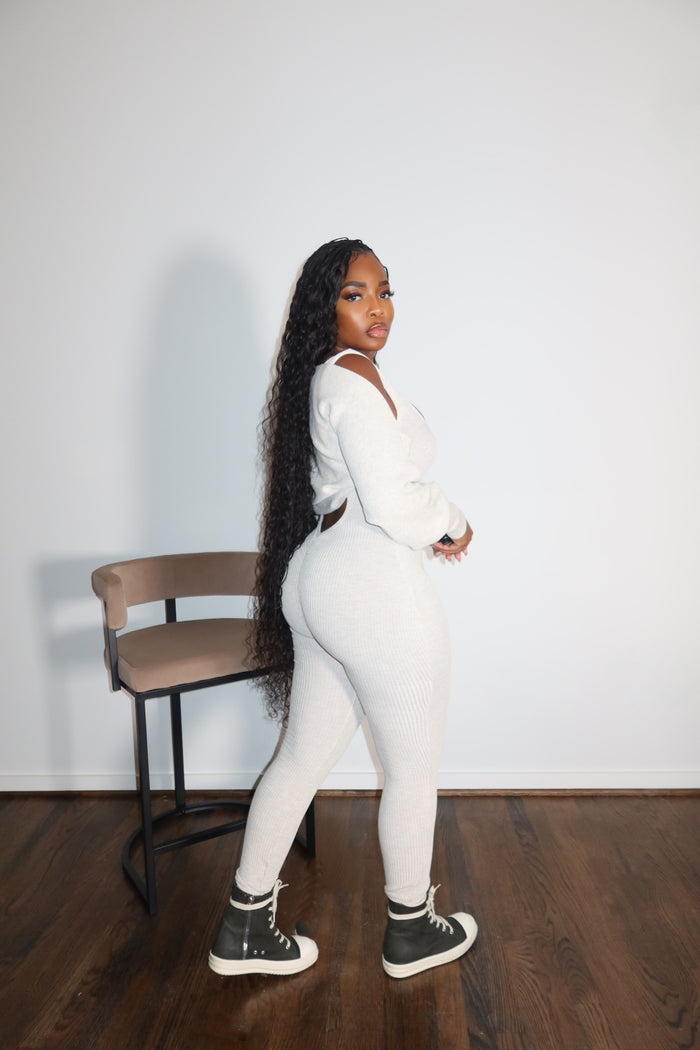 Cream Shoulder Sweater Set