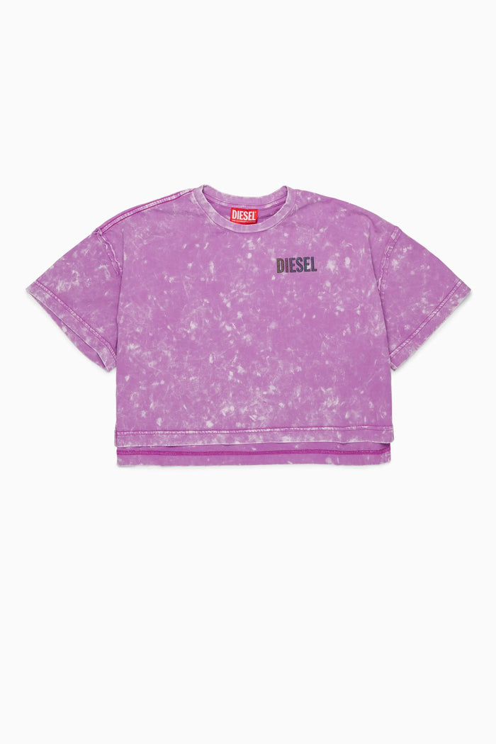 Cropped T-shirt with tie-dye effect