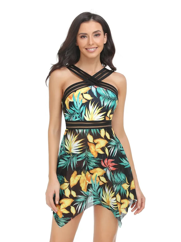 Cutout Printed Two-Piece Swim Set