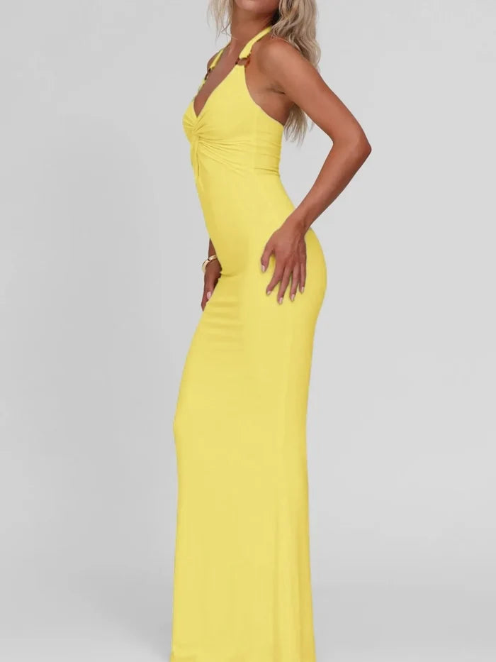 Cutout Twisted Halter Neck Maxi Dress