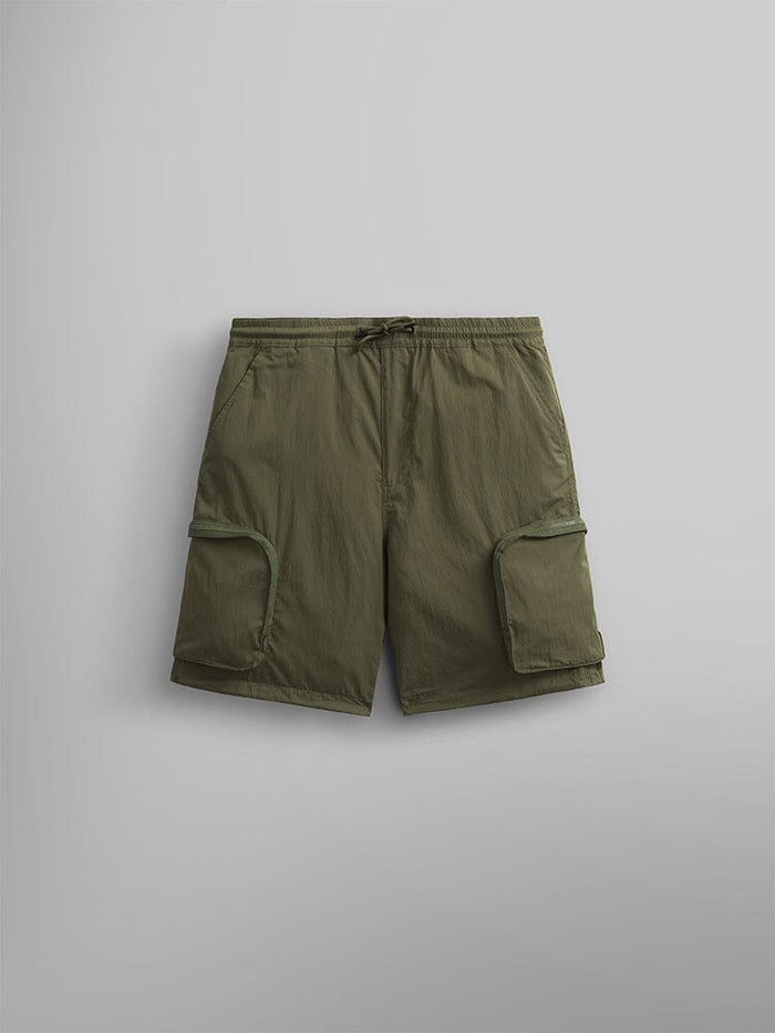 Alpha Industries CWU 36/P Pull On Short in OG-107 Green, cargo pockets, elastic waistband, drawstring.