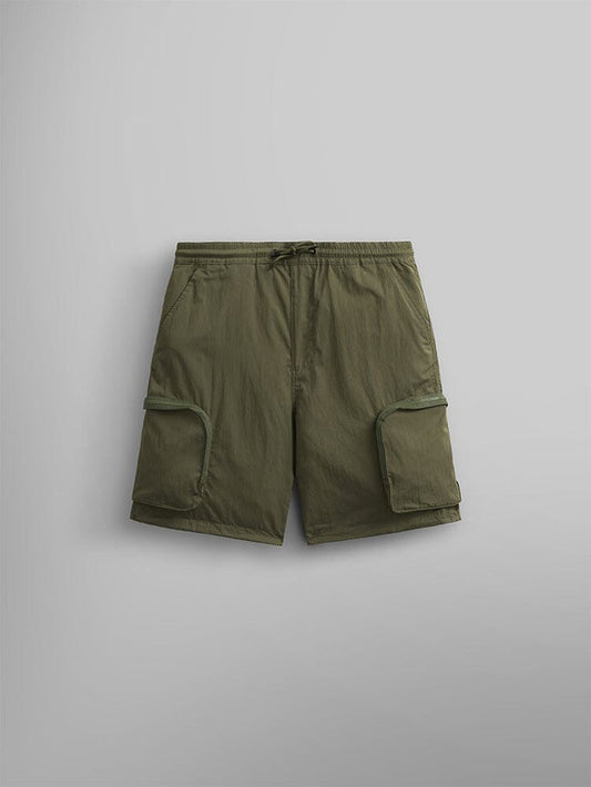 Alpha Industries CWU 36/P Pull On Short in OG-107 Green, cargo pockets, elastic waistband, drawstring.
