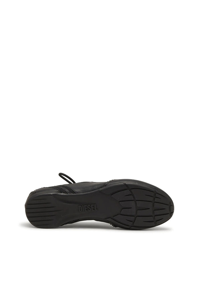 D-Mile - Lace-up ballerina flats in leather and mesh