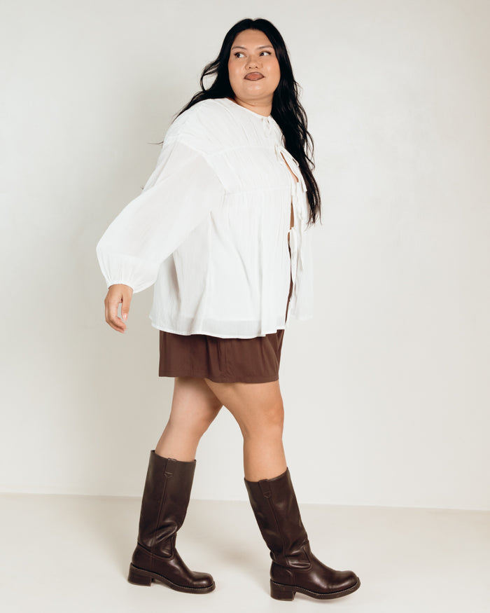 Daisy Smock in White - Maternity & Postpartum Friendly Top - The Lullaby Club
