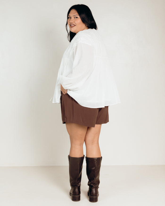Daisy Smock Top in White - Extended Size Range AU 6-26 - The Lullaby Club