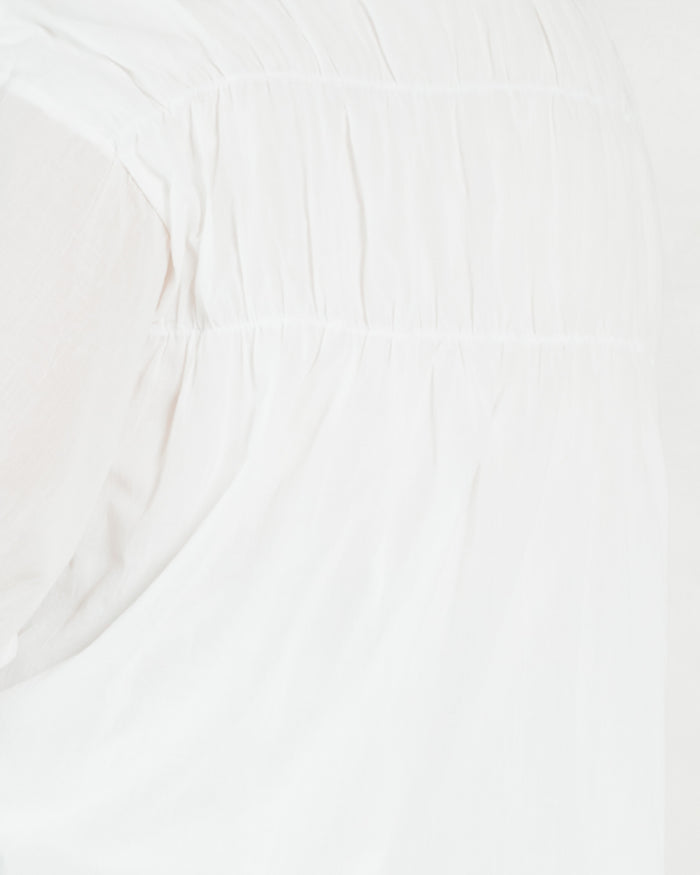 Daisy Smock Top in White - 100% Cotton Long Sleeve Top - The Lullaby Club