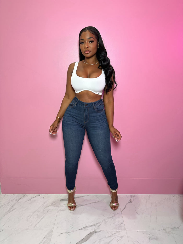 Dark denim skinny jeans
